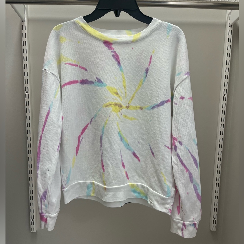 Treasure & Bond White Tie-Dye Spiral Crewneck Sweatshirt - Pastel Colors